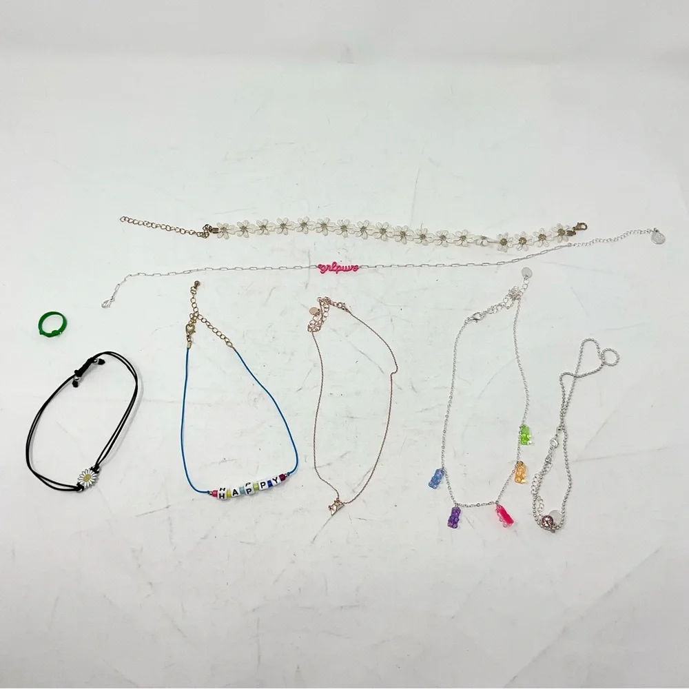 Girls Colorful Beaded and Chain Necklace lot